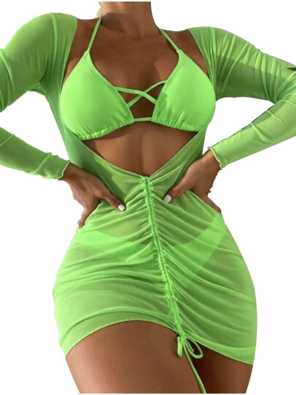 Women's Sexy Bikini Swimsuit Neon 2 Piece Bathing Suit Bikini Only No Cover M